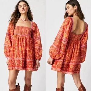 Free People Endless Afternoon Mini Dress Medium• Printed Floral Cotton